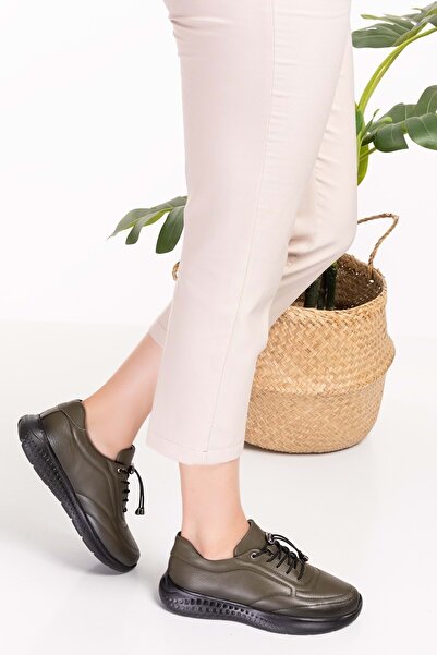 Gondol Içi Dışı Hakiki Deri Faylon Taban Hafif Spor Ayakkabı Es.110 - Haki - 38