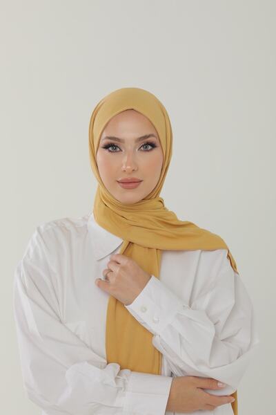Beyzak Soft Sarı Luxury Penye Şal - Kadın Tesettür Jersey Hijab Lycra Shawl