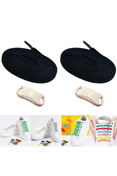 ipekbazaar Takbırak Elastic Shoelaces, Laceless Smart Laces, Black&white