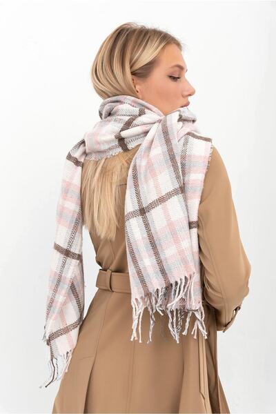 Saria Moda Plaid Patterned Soft Thick Shoulder Shawl