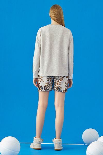 GİZZEY 20644 Women's Crew Neck Shorts Set