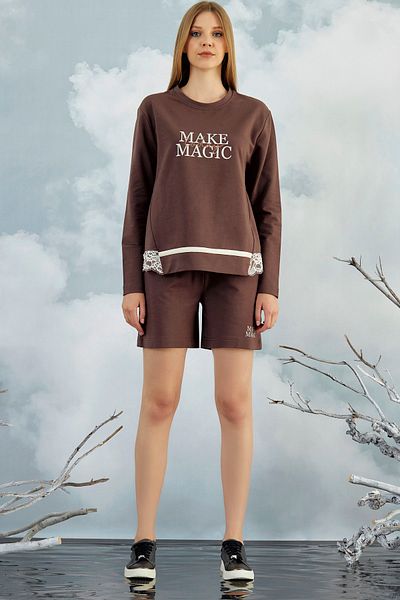 GİZZEY 20666 Women's Crew Neck Shorts Set