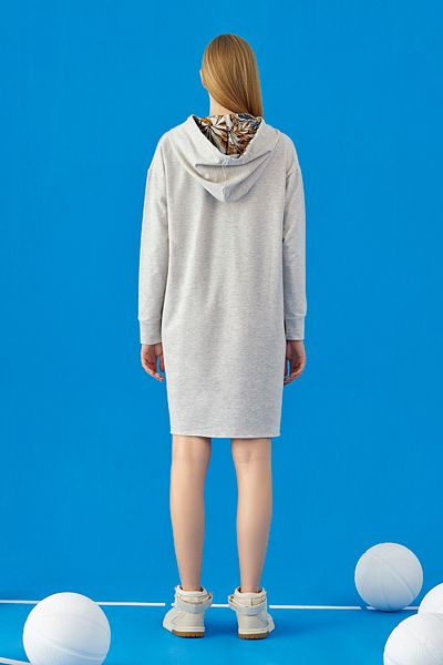 GİZZEY 20645 Γυναικείο εμπριμέ φόρεμα με κουκούλα