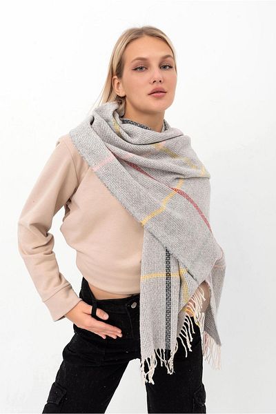 Saria Moda Soft Textured Square Striped Shawl with Thick Shoulders