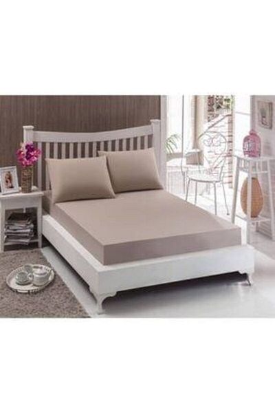 Sens Moi Bed Sheet Set 100% Cotton (Cappuccino) Antibacterial Antiallergic (Includes Pillow Case) Double