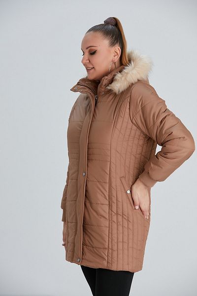 RMG Plus Size Hooded Tan Coat