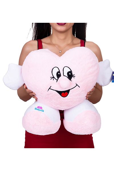 hediyecik 60 Cm Large Plush Heart Toy - Footed Smiling Plush