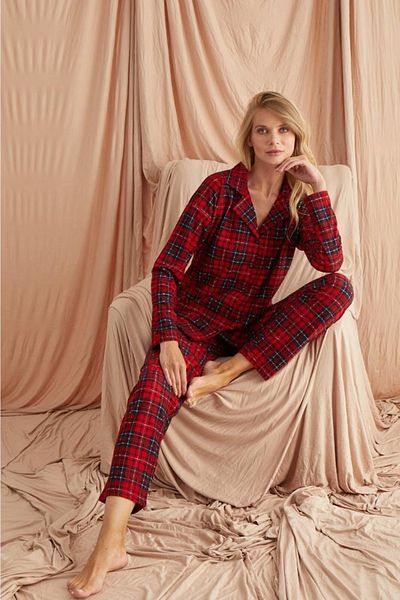 Pijamoni Set de pijamale din piele intoarsa cu nasturi in fata