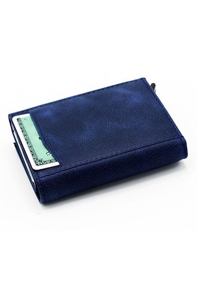 WEST POLO CÜZDAN Πορτοφόλι West Polo Navy Blue από γνήσιο δέρμα Wsp55 5510