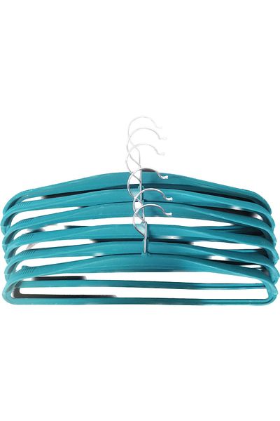 Lorin 6-Piece Velvet Clothes Clothing Wardrobe Hanger with Wide Shoulder Special Design Petrol Blue