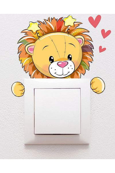 Grafikup Autocolant cu priză pentru cameră pentru copii Cute Lion
