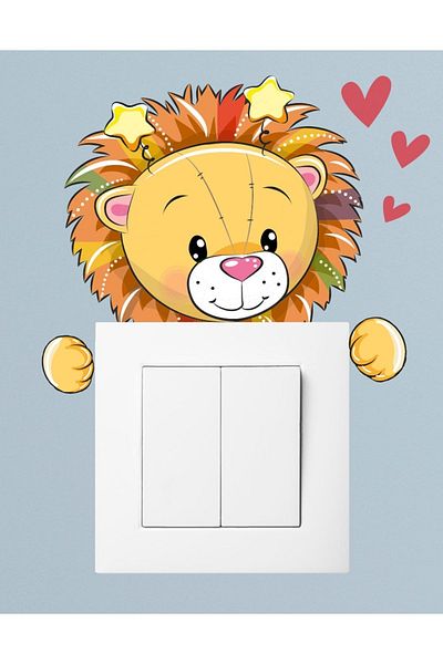 Grafikup Autocolant cu priză pentru cameră pentru copii Cute Lion