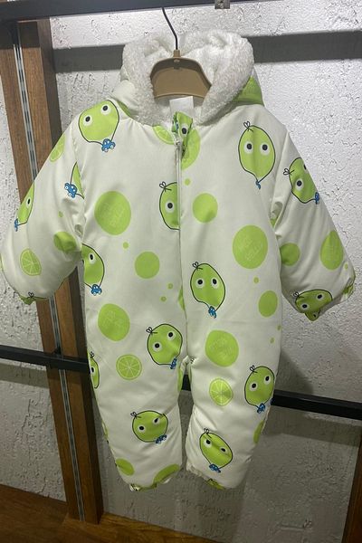 PODİUM GİYİM New Cute Orange Figured Baby Welsoft Cosmonaut Jumpsuit