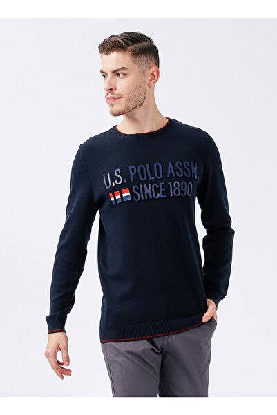 U.S. Polo Assn. Bisiklet Yaka Lacivert Erkek Kazak Kolon