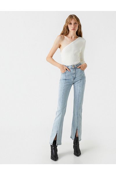 Koton High Waist Denim Trousers Flared Leg - Victoria Slim Jean