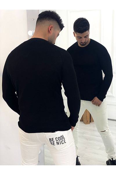 elkumoda Пуловер Slim Fit Плетени изделия Slim Cut Пуловер