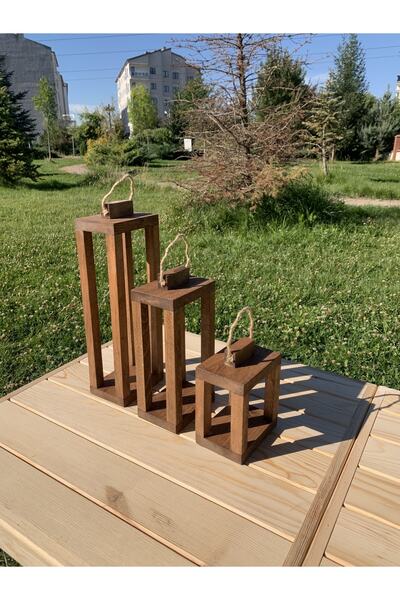 BİGWOODWORKERS Dekoratif Ahşap Mumluk Seti (3 Boy)