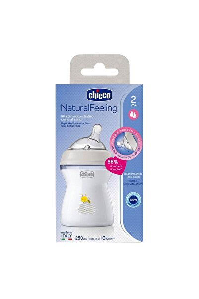 Chicco Natural Feeling Silikon Emzikli Pp Biberon Desenli 250 ml 2 Ay Yeni