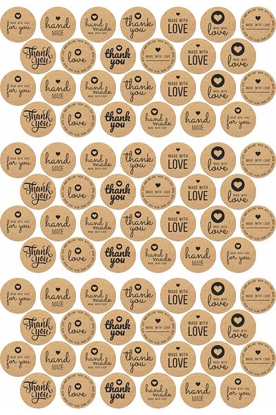 ENGINPRINT 78 Thank You-hand Made Labels, 10 Different Design Stickers