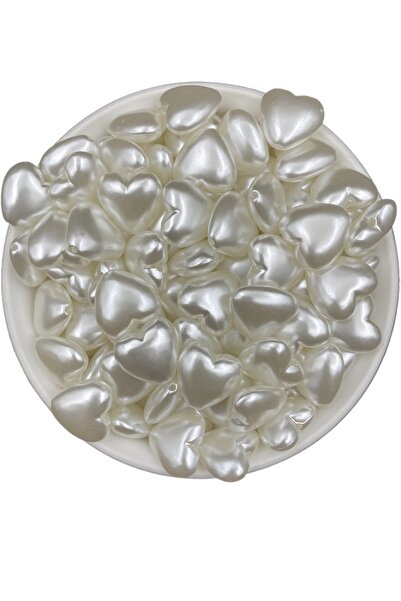 Hedef Bijuteri 25gr اللون الأبيض 18mm القلب الفاخرة مطلي حبات اللؤلؤ البلاستي...
