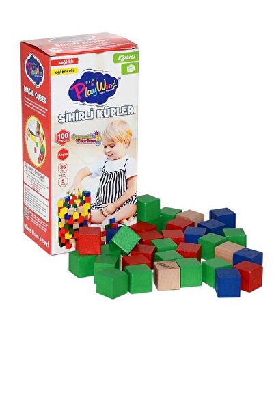 Miajima بلاي وود لعبة خشبية تعليمية 100 قطعة مكعبات سحرية