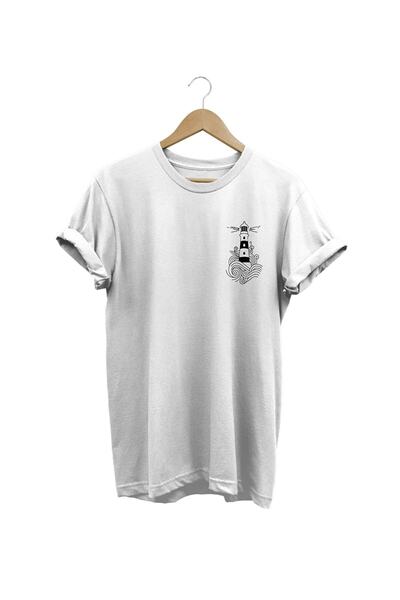 FECCY Tricou cu imprimeu Lighthouse, 100% bumbac, imprimat digital