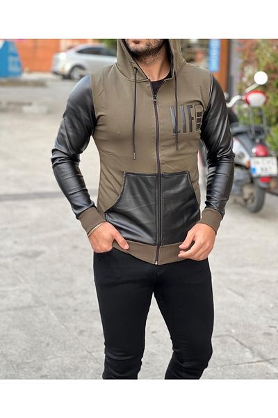 rvs moda Leather Sweat Coat with Sleeves