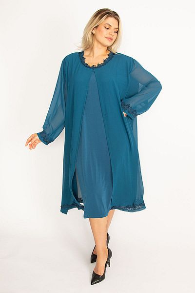 Şans Große Größen in Abendkleid - Blau - Basic