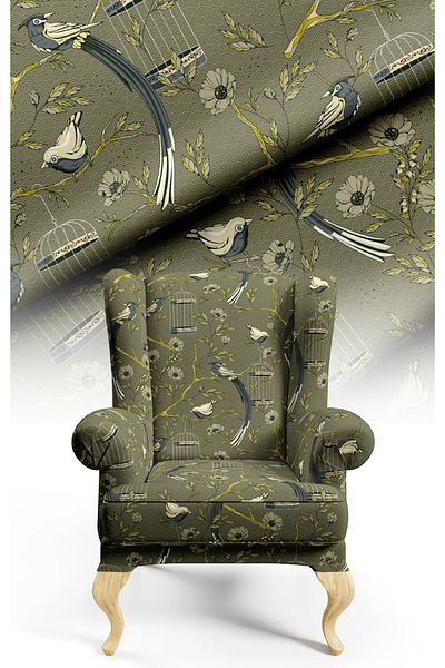 CANİLA Digital Printed Upholstery Sofa Fabric. Cushions, throw pillows, wing chairs Covering. Premium Fabric.