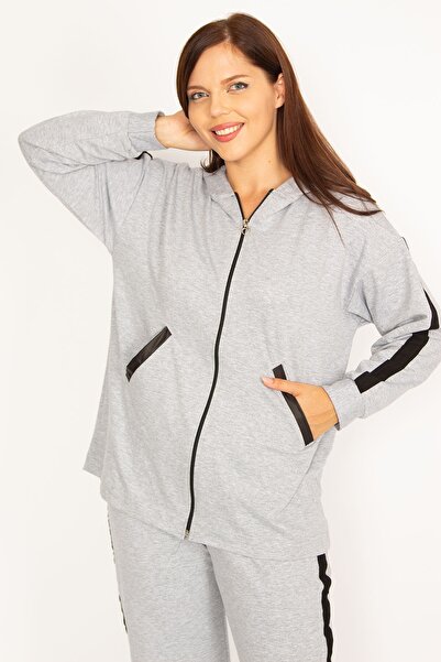 Şans Plus Size Sweatsuit Set - Gray - Regular fit