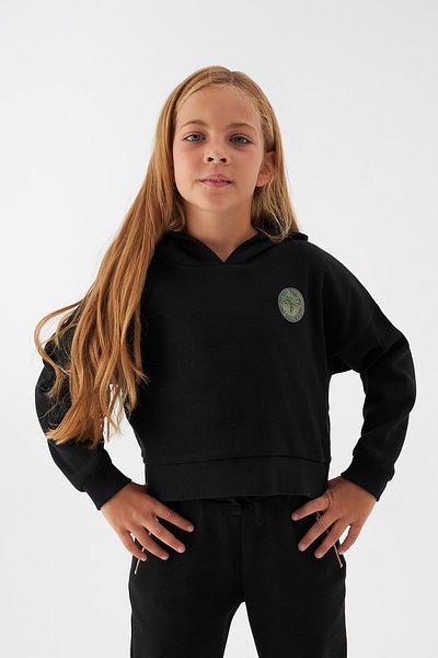 Tyess Girl's Black Tracksuit Top 22fw0tj4433