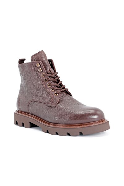 Libero L4536 Leather Men's Shearling Boots Brown