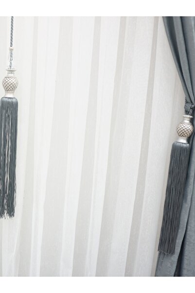 FAONN Fon Perde Tavan Bağlama Toplu Braçol Perde Seti Gri