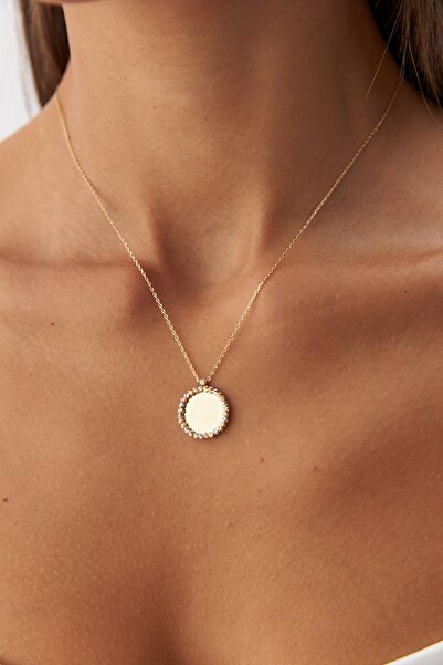 YAVUZ KUYUMCULUK 14 Ayar Altın Üç Renk Dorika Plaka Kolye