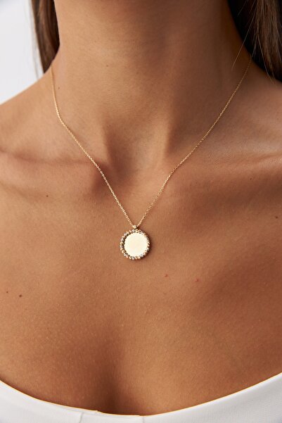 YAVUZ KUYUMCULUK 14 Ayar Altın Üç Renk Dorika Plaka Kolye