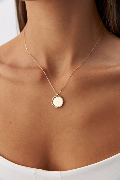 YAVUZ KUYUMCULUK 14 Ayar Altın Üç Renk Dorika Plaka Kolye