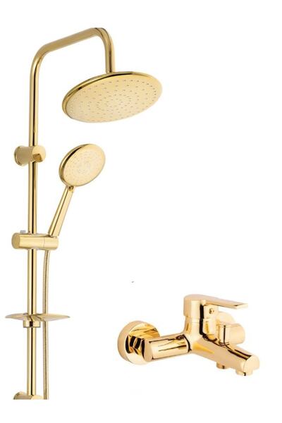 Fulcie Gold Altın Renk Kaplama Robot Duş Seti Ve Banyo Bataryası 2’li Set Ban...