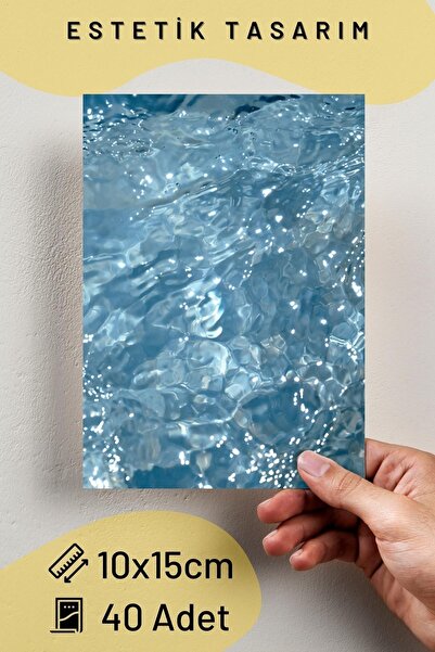 Postifull Mavi Duvar Posteri Kolaj Seti - 40 Adet - Arkası Yapışkanlı Poster Seti - 10cm*15cm - Kutulu Set
