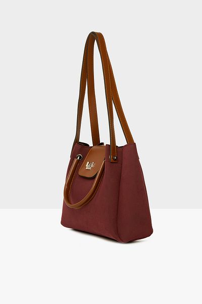 Bagmori Claret Red Women's Iron Handle Cover Nubuck Bag M000007623