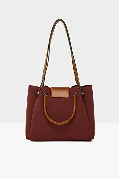 Bagmori Claret Red Women's Iron Handle Cover Nubuck Bag M000007623