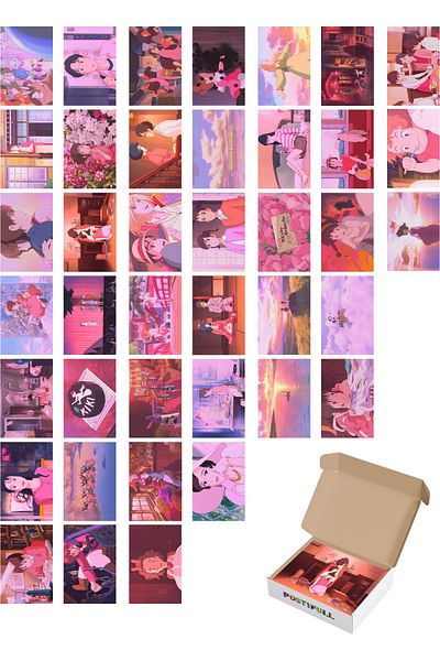 Postifull Σετ κολάζ αφίσας τοίχου Anime - 40 τμχ - Σετ αφίσας με αυτοκόλλητη πλάτη - 10cm*15cm - Σετ σε κουτί