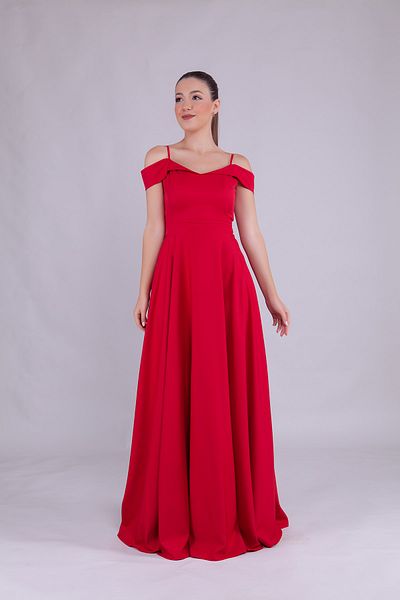Bidoluelbise Women's Shoulder Detail Strap Maxi Length Evening Dress