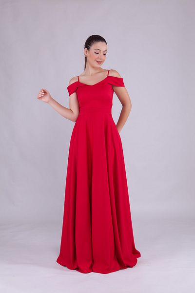 Bidoluelbise Women's Shoulder Detail Strap Maxi Length Evening Dress