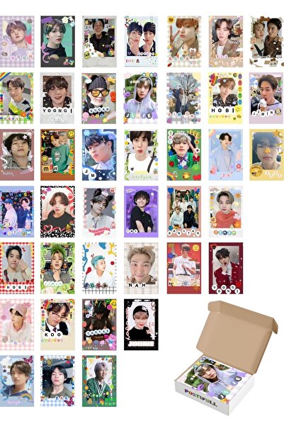 Postifull Bts Poster Seti, Arkası Yapışkanlı K-pop Poster Kolaj Seti, 40 Adet, Renkli Bts Fotoğraf