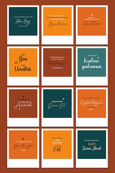 Özer Store Set of 12 Motivation Themed Decorative Ornament Pola Cards