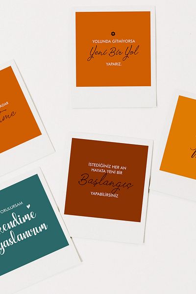 Özer Store Set of 12 Motivation Themed Decorative Ornament Pola Cards