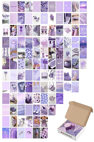 Postifull Lila Poster Seti - Arkası Yapışkanlı Kolaj Seti - 110 Adet - Soft D...