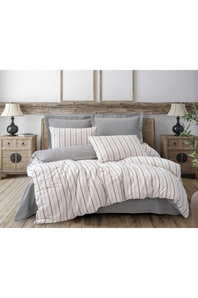 Cotton Box طقم غطاء لحاف مزدوج من Natureforce باللون الرمادي