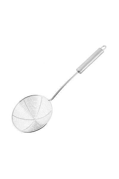 qussine Stainless Steel Frying Colander Oil Strainer Metal Handle Colander Scoop 36cm
