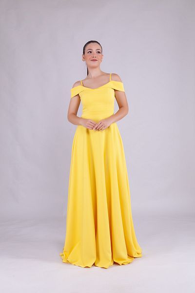 Bidoluelbise Women's Shoulder Detail Strap Maxi Length Evening Dress